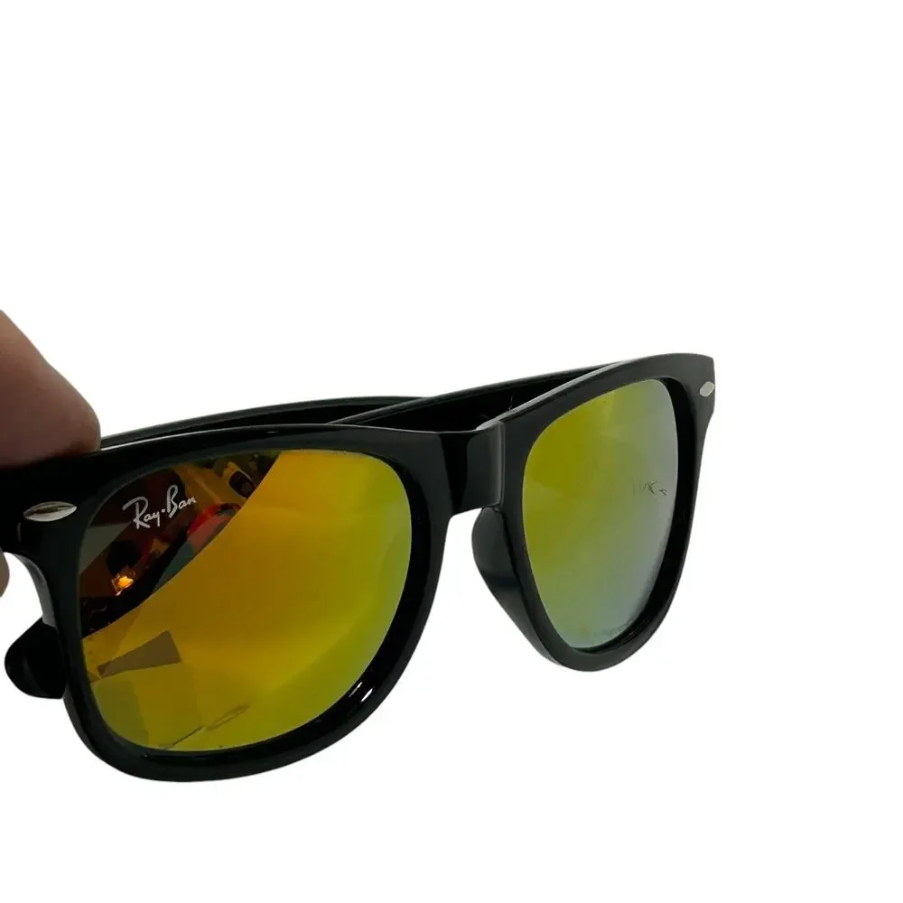 Ray-Ban RB2132 New Wayfarer Classic Sunglasses Black Frame Gold Mirrored Lens